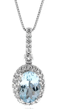 3.50 Carat 2Tone 14k Gold Aquamarine And Diamond Pendant - PEN1519