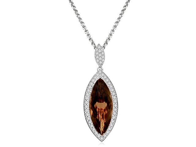 8.20 Carat 14k Smokey Quartz And Diamond Pendant - PEN183