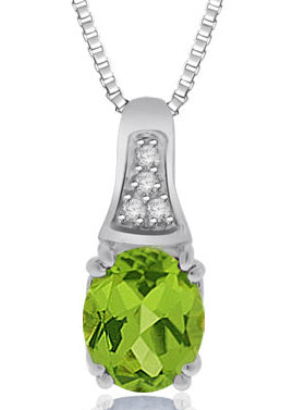 3.0 Carat 14k White Gold Peridot And Diamond Pendant - PEN97
