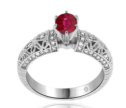 1.11 Carat 14k White Gold Ruby And Diamond Ring - R01021