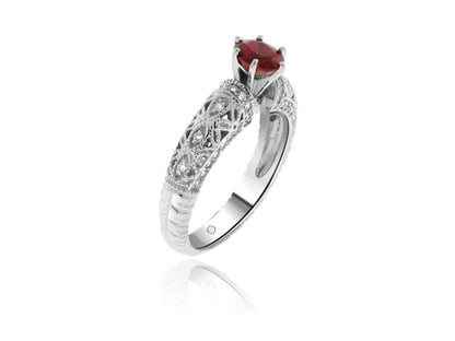 1.11 Carat 14k White Gold Ruby And Diamond Ring - R01021
