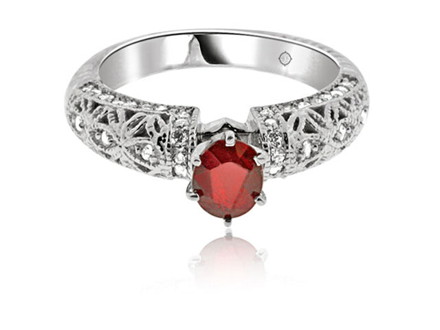 1.11 Carat 14k White Gold Ruby And Diamond Ring - R01021