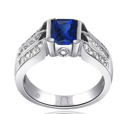2.0 Carat 14k White Gold Sapphire And Diamond Ring - R01041