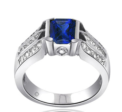 2.0 Carat 14k White Gold Sapphire And Diamond Ring - R01041