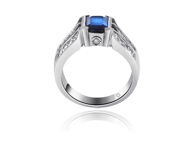2.0 Carat 14k White Gold Sapphire And Diamond Ring - R01041