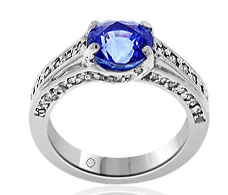 1.78 Carat 14k White Gold Sapphire And Diamond Ring - R01048