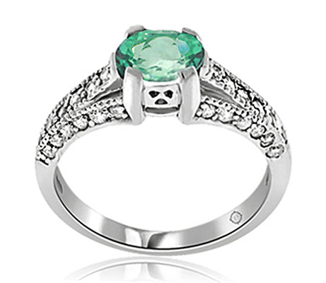 1.26 Carat 14k White Gold Emerald And Diamond Ring - R01068
