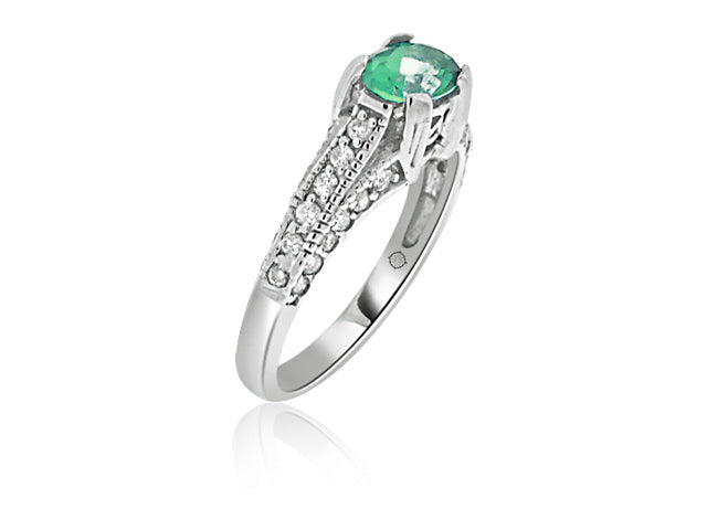 1.26 Carat 14k White Gold Emerald And Diamond Ring - R01068