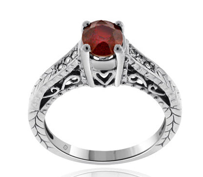 1.39 Carat 14k White Gold Ruby And Diamond Ring - R01090