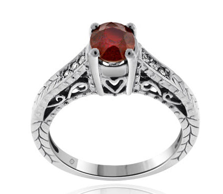 1.39 Carat 14k White Gold Ruby And Diamond Ring - R01090