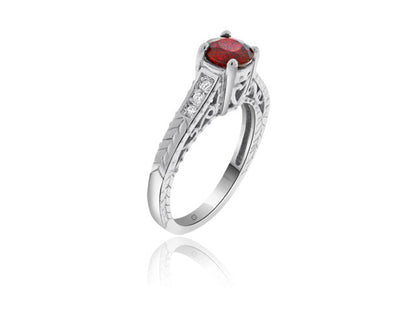 1.39 Carat 14k White Gold Ruby And Diamond Ring - R01090