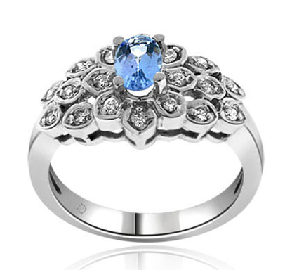 1.05 Carat 14k White Gold Tanzanite And Diamond Ring - R01331