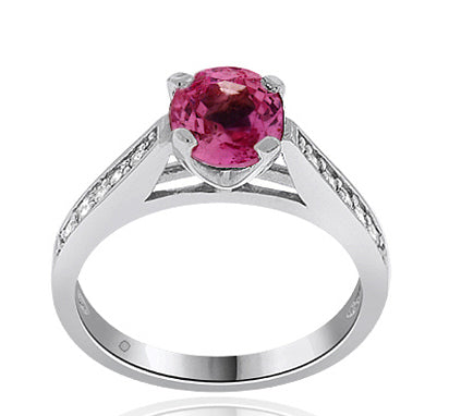 1.72 Carat 14k White Gold Pink Sapphire And Diamond Ring - R01430