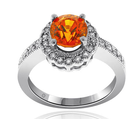 3.21 Carat 14k White Gold Garnet And Diamond Ring - R01431