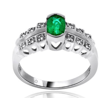 1.25 Carat 14k White Gold Emerald And Diamond Ring - R01456