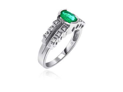 1.25 Carat 14k White Gold Emerald And Diamond Ring - R01456