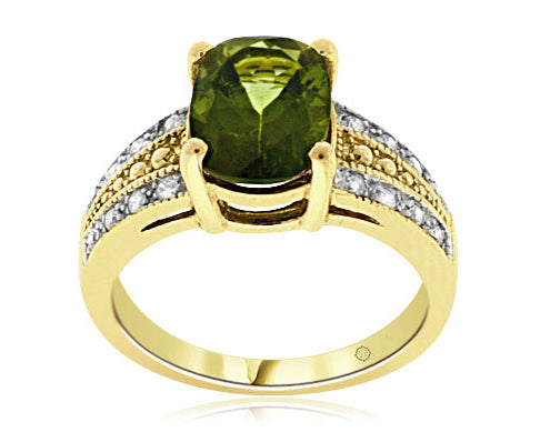 2.56 Carat 2Tone 14k Gold Tourmaline And Diamond Ring - R01632