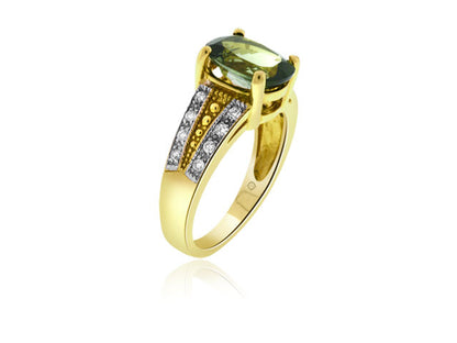 2.56 Carat 2Tone 14k Gold Tourmaline And Diamond Ring - R01632