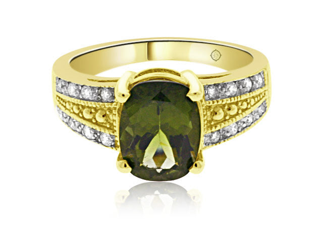 2.56 Carat 2Tone 14k Gold Tourmaline And Diamond Ring - R01632