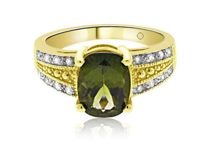 2.56 Carat 2Tone 14k Gold Tourmaline And Diamond Ring - R01632