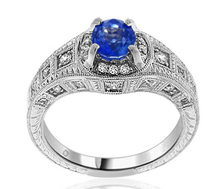 1.62 Carat 14k White Gold Sapphire And Diamond Ring - R01671