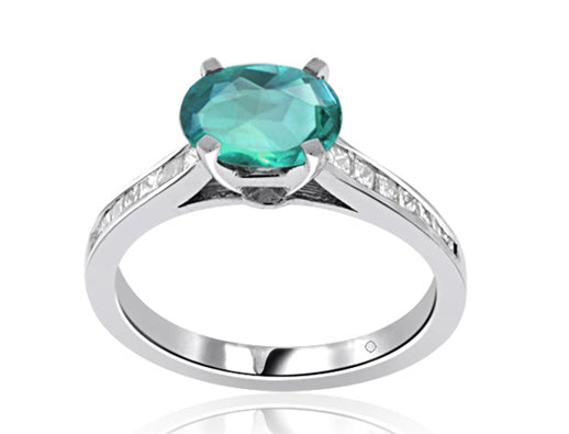 3.06 Carat 14k White Gold Zircon And Diamond Ring - R07595