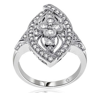 .90 Carat 14k White Gold Diamond Cocktail Ring - R07622