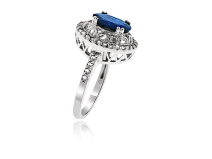 2.98 Carat 14k White Gold Sapphire And Diamond Ring - R10017
