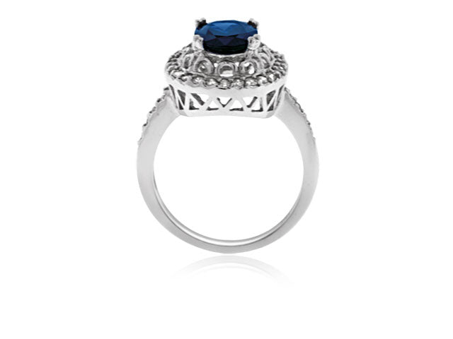 2.98 Carat 14k White Gold Sapphire And Diamond Ring - R10017