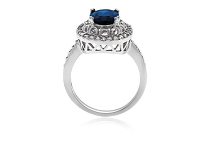 2.98 Carat 14k White Gold Sapphire And Diamond Ring - R10017