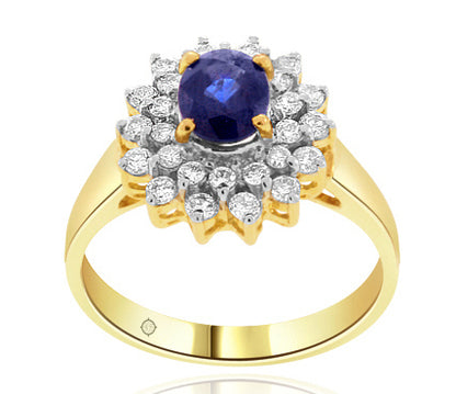 1.50 Carat 14k Yellow Gold Sapphire And Diamond Ring - R10078