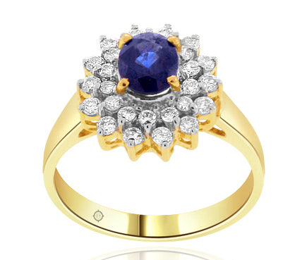 1.50 Carat 14k Yellow Gold Sapphire And Diamond Ring - R10078