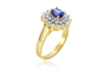 1.50 Carat 14k Yellow Gold Sapphire And Diamond Ring - R10078
