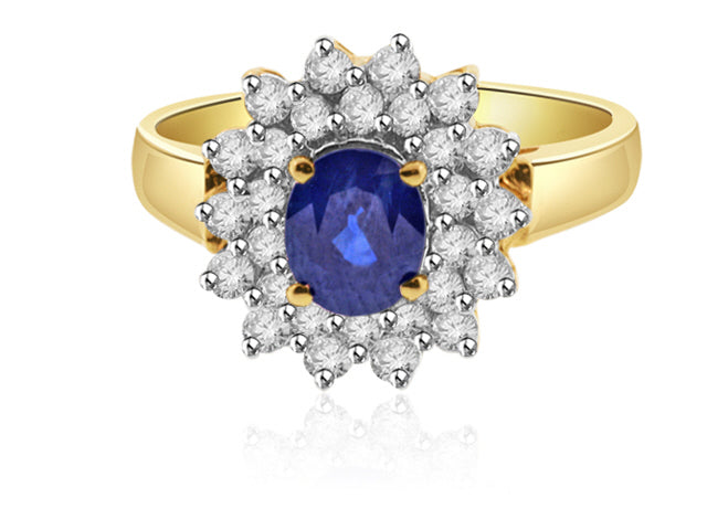 1.50 Carat 14k Yellow Gold Sapphire And Diamond Ring - R10078