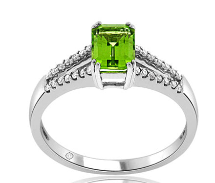 2.0 Carat 14k White Gold Peridot And Diamond Ring - R10136