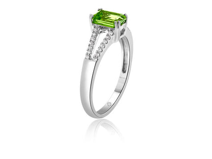 2.0 Carat 14k White Gold Peridot And Diamond Ring - R10136
