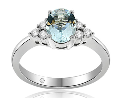 1.70 Carat 14k White Gold Aquamarine And Diamond Ring - R10140