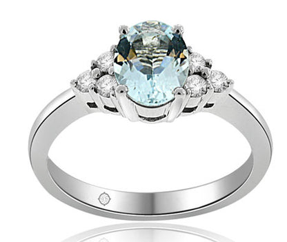 1.70 Carat 14k White Gold Aquamarine And Diamond Ring - R10140
