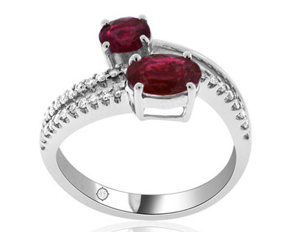 3.55 Carat 14k White Gold Ruby And Diamond Ring - R10197