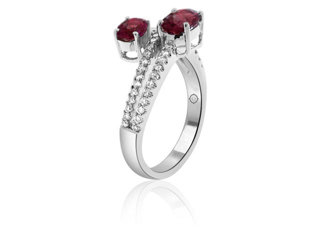 3.55 Carat 14k White Gold Ruby And Diamond Ring - R10197
