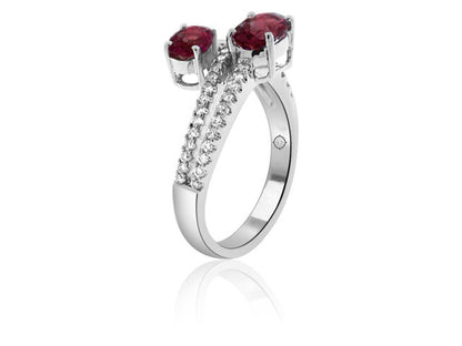 3.55 Carat 14k White Gold Ruby And Diamond Ring - R10197