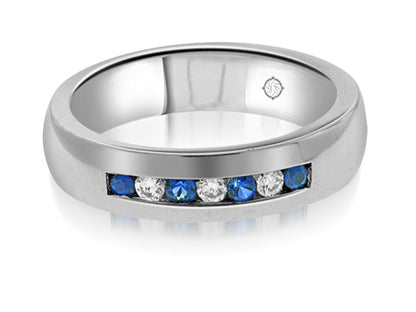 .55 Carat 14k White Gold Diamond And Sapphire Wedding Band - R10259