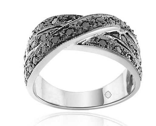 1.15 Carat 14k White Gold Black Diamond Cocktail Ring - R10260