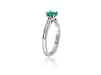 1.02 Carat 14k White Gold Emerald And Diamond Ring - R10276