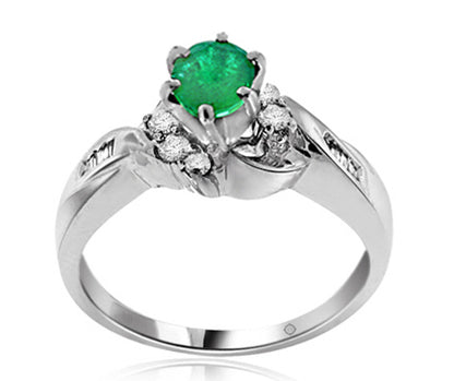1.0 Carat 14k White Gold Emerald And Diamond Ring - R10278