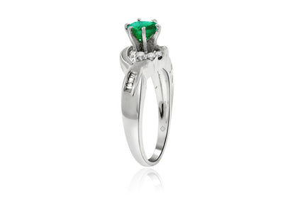 1.0 Carat 14k White Gold Emerald And Diamond Ring - R10278