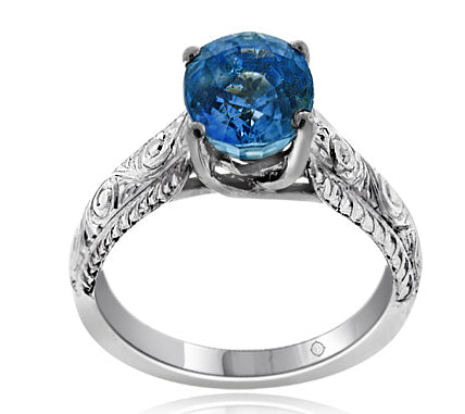 3.02 Carat 14k White Gold Sapphire Ring - R10279