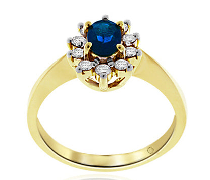 .87 Carat 14k Yellow Gold Sapphire And Diamond Ring - R10282