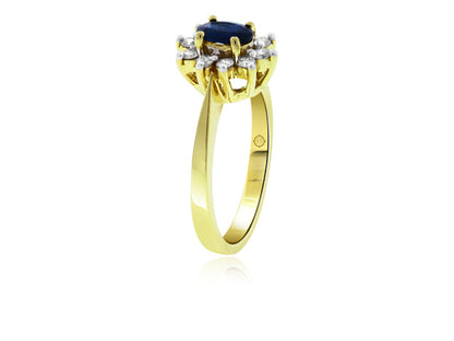 .87 Carat 14k Yellow Gold Sapphire And Diamond Ring - R10282