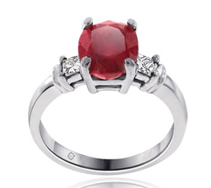3.53 Carat 14k White Gold Ruby And Diamond Ring - R10300
